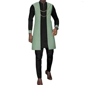 Etnische kleding Afrikaans voor mannen Twee kettingritsjack Shirts Broeken 3-delige set Dashiki-outfits Feest Bruiloft Mode Bazin Riche