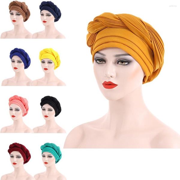 Vêtements ethniques femmes africaines nigérianes musulmanes Hijab chapeau tresse Turban casquette cancer chimio casquettes Aso Oke Auto Gele femme Bonnet couverture de perte de cheveux