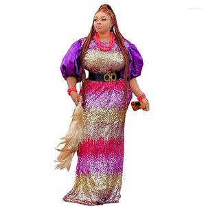 Vêtements ethniques robes de soirée africaines pour femmes Dashiki Vetement Femme 2023 Style de mode Stretch Sequin Slim Pack hanche quotidien longue robe dame