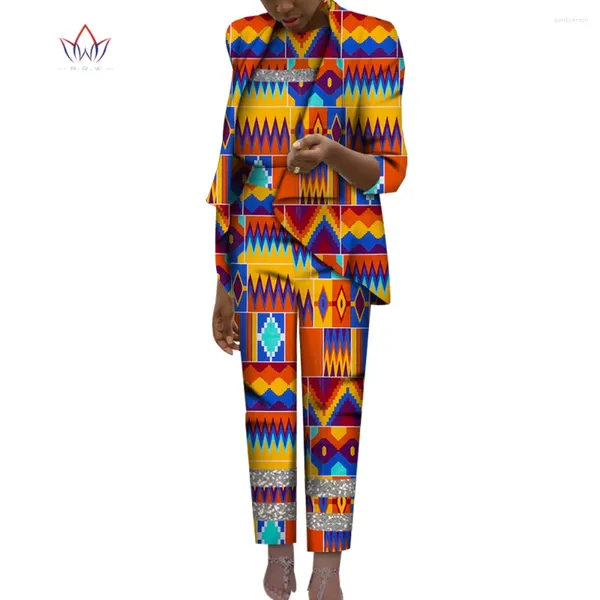 Vêtements ethniques imprimé africain 3 pièces ensemble pour femmes printemps Dashiki pantalon et haut court Bazin Riche plus taille dame WY7248