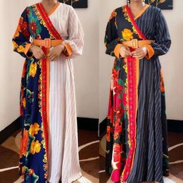 Etnische kleding Afrikaanse printjurken voor vrouwen 2023 Avondfeest Lange jurk Afrika Elegante Kaftan Muslim Chiffon Maxi