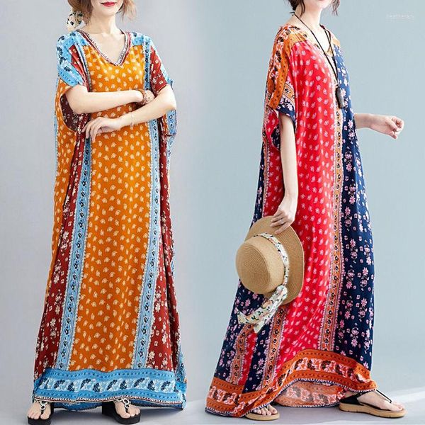 Ropa étnica Estampado africano Vestidos tradicionales de talla grande para mujer Bata Multicolor Maxi Bubu Vestido de gran tamaño