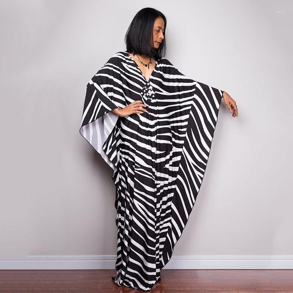 Vêtements ethniques Robe de mode de style africain Kanga Femmes Summer Beach Bat Sleeve Africa Bazin Riche Richde Jirts 2023