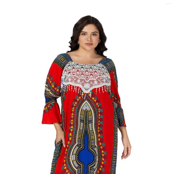 Vêtements ethniques de style africain robes à manches courtes imprimées grosses fleurs lâches boubou maxi lslam arabe musulmane robe abaya robe