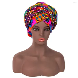 Etnische Kleding Afrikaanse Tulband Pre-Gebonden Hoofd Wrap Voor Zwarte Vrouwen Cap Wraps Kralen Hoofddoek Beanie Wyb842