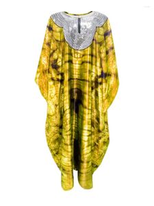 Ropa étnica vestidos de fiesta de boda africanos para mujer verano manga corta cuello en V lentejuelas de talla grande vestido largo tradicional