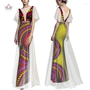 Vêtements ethniques Femmes africaines Robe Riche Fil Robes de mariée Sexy Demoiselle d'honneur Party Afrique Imprimer Longue WY6701