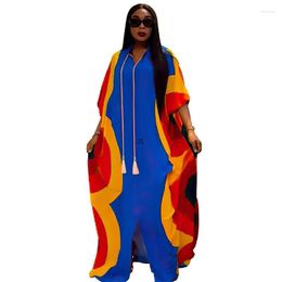 Ropa étnica Otoño de las mujeres africanas elegante 3/4 manga impresión más vestidos de tamaño para las mujeres maxi vestido dashiki