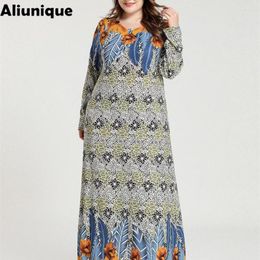 Vêtements ethniques Aliunique mode impression Patchwork robe femmes 2023 automne arabe Abaya musulman turc longue dubaï islamique