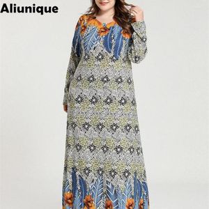 Etnische Kleding Aliunique Mode Afdrukken Patchwork Jurk Vrouwen 2023 Herfst Arabische Abaya Moslim Turkse Lange Dubai Islamitische