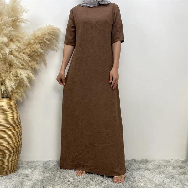 Vêtements ethniques All-Match Simple Half Mancheve Femmes Habille Abaya Dubai Turquie Kaftan Islam Muslim Caftan Marocain Femme Vestidos Jalabiya