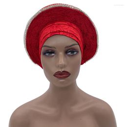 Etnische kleding maakte al Nigeria Auto Gele Diamonds Ready African Headie Fashion Women's Wrap Head Cap Muslim Hijab Turban Party