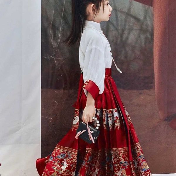 Vêtements ethniques anciens chinois hanfu filles améliorées pour le visage de cheval jupe chinoise dynastie des filles anciennes et enfants anciens