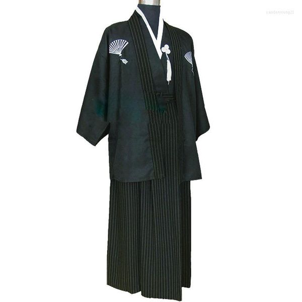 Ropa étnica antiguo japonés samurai traje kimono para hombres vestido formal tradicional moderno escenario rendimiento traje po