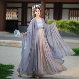 Vêtements ethniques Ancient Womens Blue Star Sky Kimono Hanfu Robe Tang broderie Chinese Chine