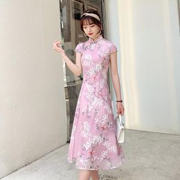 Ropa étnica Aodai Qipao vestido chino tradicional mujer bordado flor 4XL Cheongsam novedad fiesta Formal