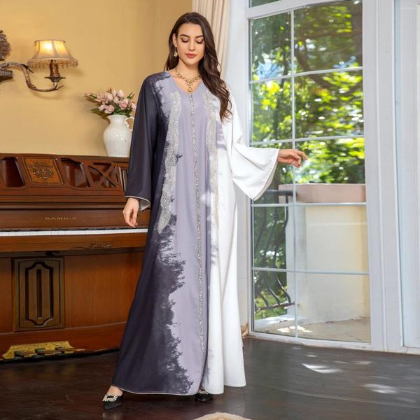 Vêtements ethniques Arabe Dubaï Perles Robe de soirée musulmane Femmes Abaya Tie-Dye Hijab Robes Ramadan Islam Jalabiya Robe du Moyen-Orient