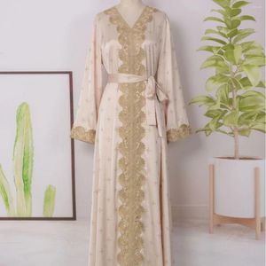 Vêtements ethniques Arabe Dubaï Robe musulmane Broderie Diamant Abayas pour femmes Arabie Lace-up Abaya Femme Musulmane Vêtements