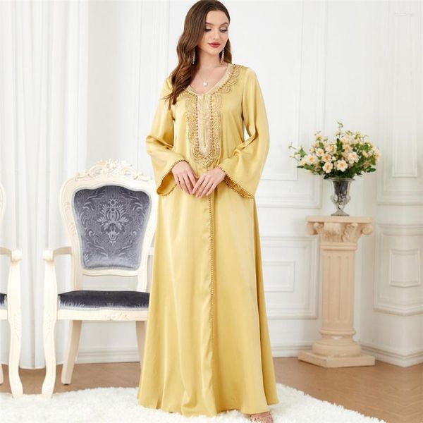 Ropa étnica Árabe Marruecos Caftan Con cuentas Vestido musulmán Abaya Mujeres Eid Ramadan Abayas Dubai Turquía Islam Kaftans Longue Vestidos de fiesta