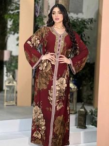 Etnische kleding Arabische Morokko Moslimjurk Abayas Vrouwen Ramadan Print Abaya Dubai Turkije Islam Kaftan Robe Longue Musulmane Vestidos Largos 2022 T240515
