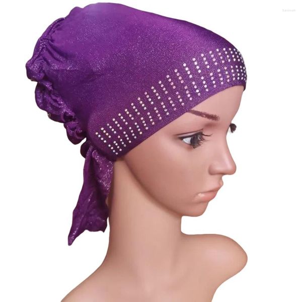 Ropa étnica Turbante árabe Bicolor Chemo Hijab Bufanda Volantes Flor Gorra musulmana