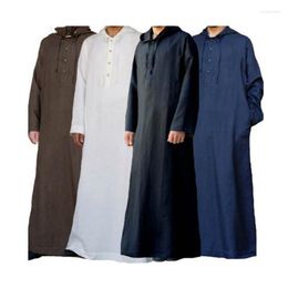 Vêtements ethniques Style arabe Simple longue chemise à capuche pour hommes Robe musulmane