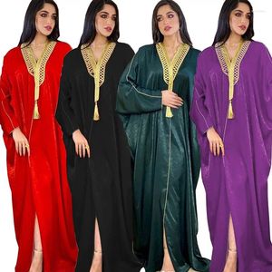 Etnische kleding Arabische Dubai Abaya moslim Turkse vleermuismouw Grote maten jurk Kaftan Marokkaanse kaftanjurken India Dames Effen los gewaad