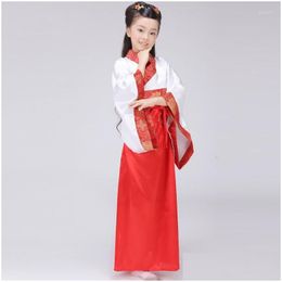 Etnische kleding aankomst Chinese volkskostuum jongen Hanfu kleding gewaad riem lang kinderen traditionele kostuum meisje Tang 16 etnische drop leveren Dhjrg