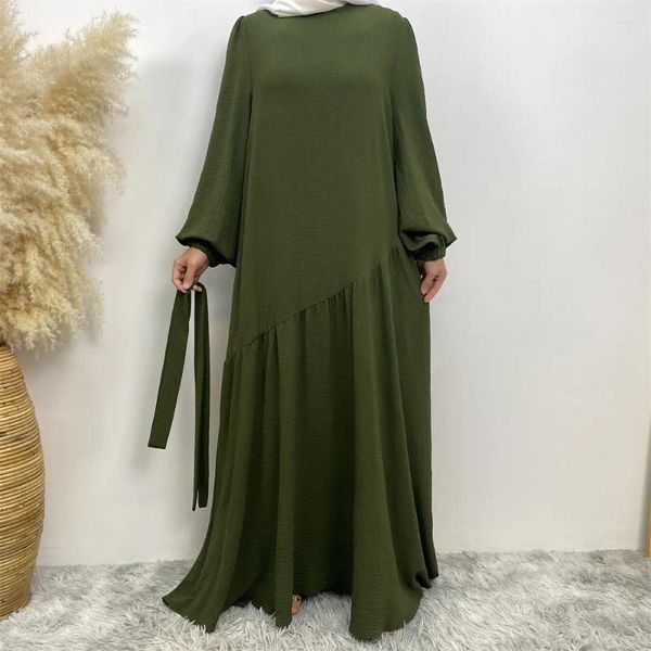 Vêtements ethniques Arrivée Mode Musulman Kimono Abaya À Manches Longues Dubaï Robes Islamiques Turquie Ceinture Robe Marocaine Femme Caftan Robes