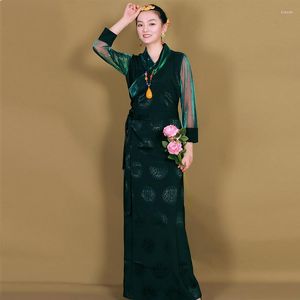 Vêtements ethniques Asie Costume Femme Oriental Mode Été Longue Robe Tibet Fil Manches Robe De Soirée Rétro Cosplay Tenues