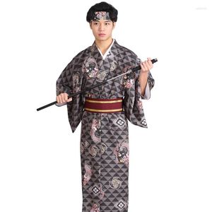 Vêtements ethniques Design asiatique Kimono hommes robe formelle japonais Gentleman costume traditionnel ceinture Polyester matériel porter