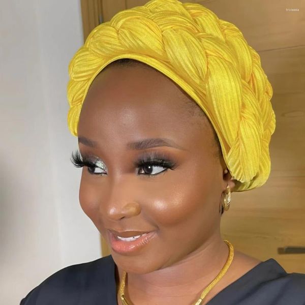 Vêtements ethniques Gele Auto Gele Africain Headtie Bonnet Hat Turban pour les femmes Muslim Head Wrap Scarf Traids Hijab Aso Oke Cap Nigeria Headscarf