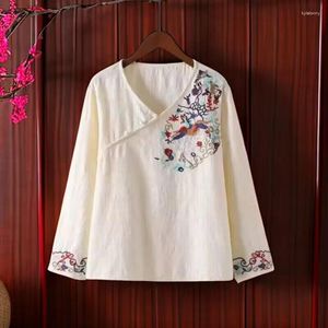 Vêtements ethniques Automne Femme Traditionnelle Chinoise Top Rétro Fleur Imprimer Hanfu Femmes Tops Élégant Oriental Tang Costume Chemisier