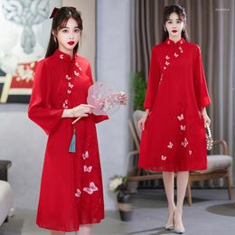 Vêtements ethniques automne 2023 Qipao robe pour femmes chinois traditionnel brodé Cheongsam grande taille 4XL