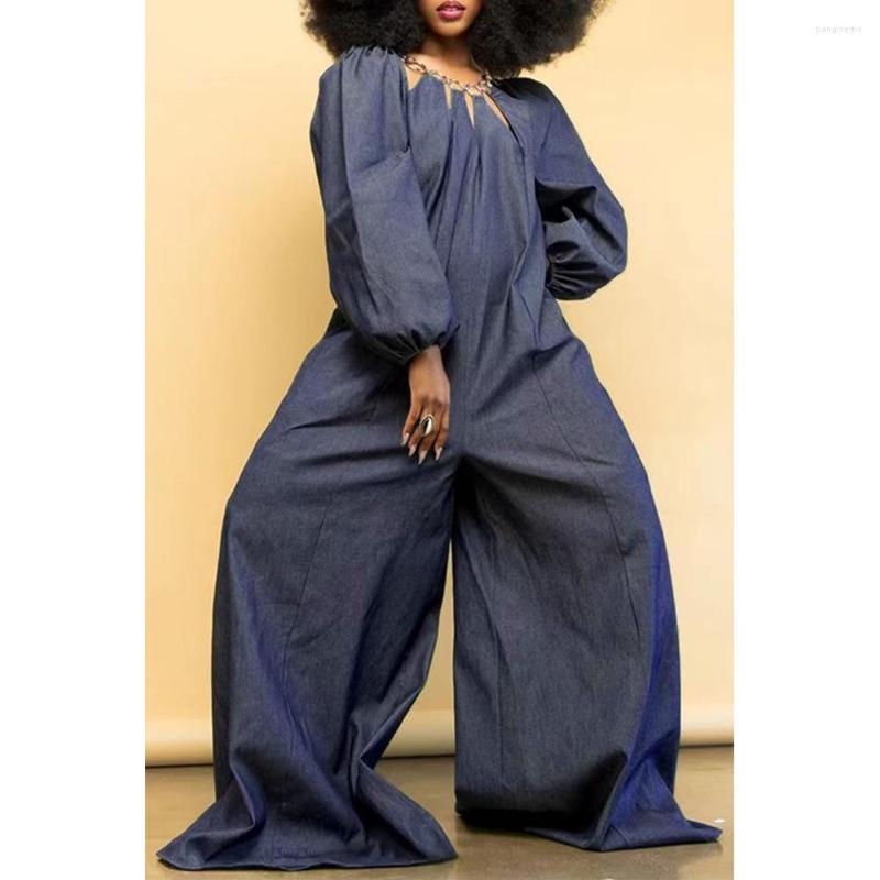 Ethnic Clothing Autumn Dashiki African Long Wide Legs Jumpsuits Sleeve Christmas Party Pleated Rompers Overalls Clothes For Women