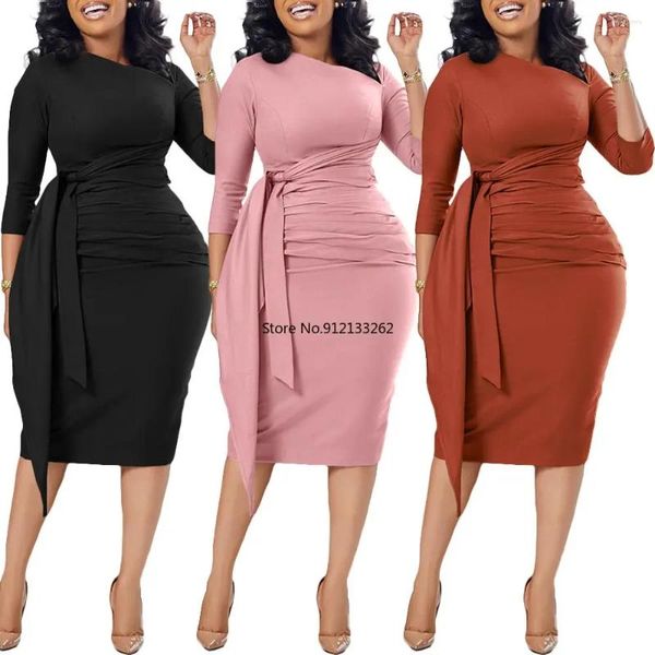 Vêtements ethniques Automne Mode Élégant Colorblock Robe à lacets Femmes Bureau Dames OL Slim