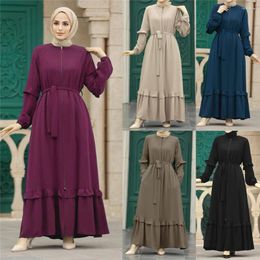 Vêtements ethniques Automne Maroc Robe Femmes Musulmanes Zipper Ouvert Abaya Inde Abayas Dubaï Turquie Islam Parti Kaftan Robe Longue Vestidos Largos