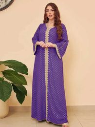 Vêtements ethniques Robe musulmane automne pour femmes Dubaï Abaya Sequins Vestidos Arabe Turquie Maroccon Kaftan Islamic Clothing India Robe Robe T240515
