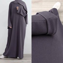 Vêtements ethniques Ribtumn Rib Abaya Winter Femmes musulmanes Hijab Casual Hijab Robe Islam Dubaï Turquie Modest Tenue Ramadan Eid Kaftan Hijabi