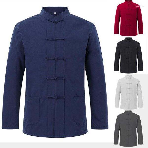 Vêtements ethniques Automne Printemps Chemises en coton pour hommes Veste traditionnelle chinoise Tai Chi Uniforme à manches longues