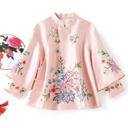 Etnische kleding Herfststijl Tangpak Vintage Harajuku Borduurwerk Chinese tops Women 2022 Blouse Eleganti Loose vrouwelijk shirt326q