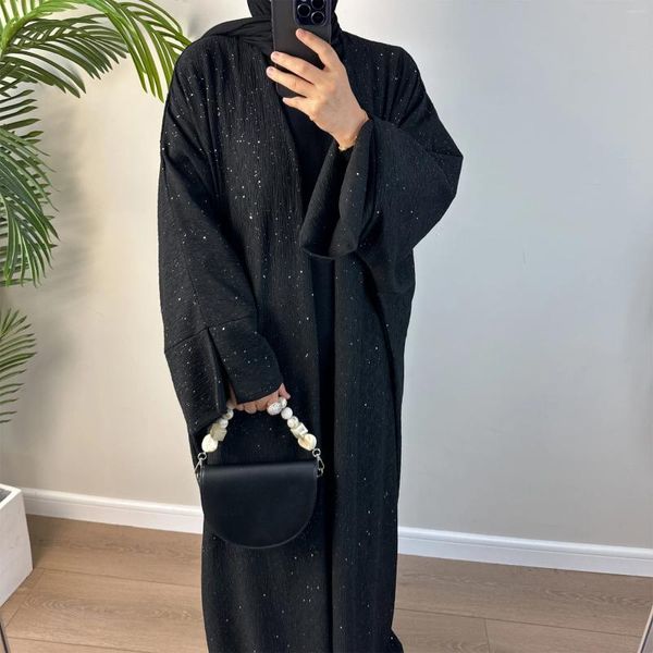 Ropa étnica Otoño Invierno Abaya Dubai Lujo Brillo Grueso Kimono Musulmán Cardigan Abrigo Abayas para Mujeres Ropa Islámica Turquía Hijab