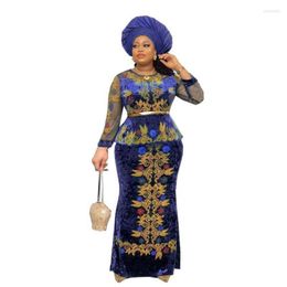 Vêtements ethniques automne hiver mode élégant africain riche Bazin diamant velours Partyclub longue robe pour les femmes euraméricaine Sexy soirée