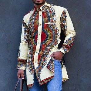 Etnische kleding Autumnwinter Fashion Style African Men's Gedrukte polyester plus size shirt M-4XL 230520
