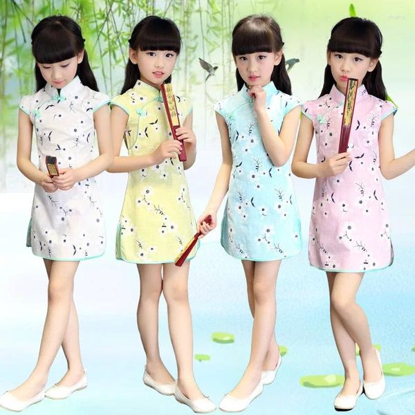 Ropa étnica Bebé Qipao Vestidos de niña Niños Estilo chino Chi-pao Cheongsam Año Regalo Paño para niños Tradicional