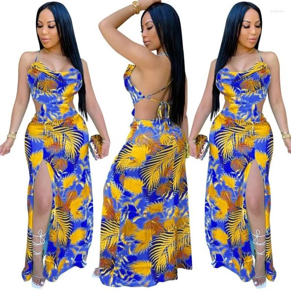 Ropa étnica Dashiki Sexy Dashiki Vestidos africanos para femenino estilo bohemio 2024 Fashion High Split Maxi Vestido mujer ropa