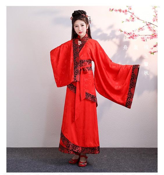 Ropa étnica BALDAUREN 2023 hada elegante de manga ancha con curvas rojo Guzheng traje de actuación de danza antigua falda Hanfu pography Po
