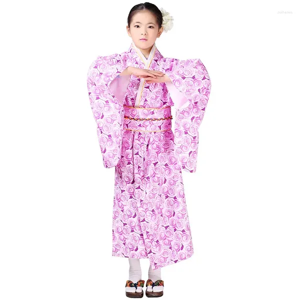 Vêtements ethniques BALDAUREN Kimono pour enfants Traditionnel Japonais Fleur Yukata Fille Cosplay Haori Costume Asiatique