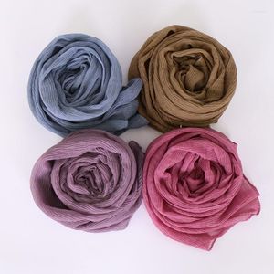 Vêtements ethniques Balinais Coton Plissé Foulard Plain Long Châle Froissé Wrap Islamique Femmes Écharpe Froissé Musulman Hijab Turban Stole 90