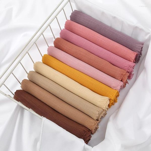 Vêtements ethniques Bamboo Cotton Hijab Écharpe pour les femmes châles longs musulmans enveloppez les hijabs islamiques à tête solide